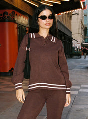 Square One Collared Jumper Brown / Cream