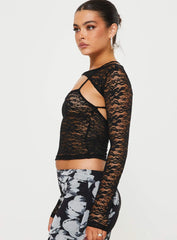 Silveira Long Sleeve Lace Top Black