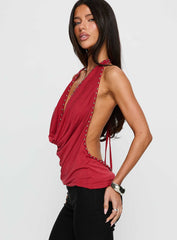Khoda Studded Halter Top Burgundy