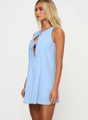 Caddie Tie Mini Dress Blue