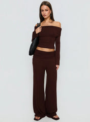 Fawne Ruched Folded Pants Brown