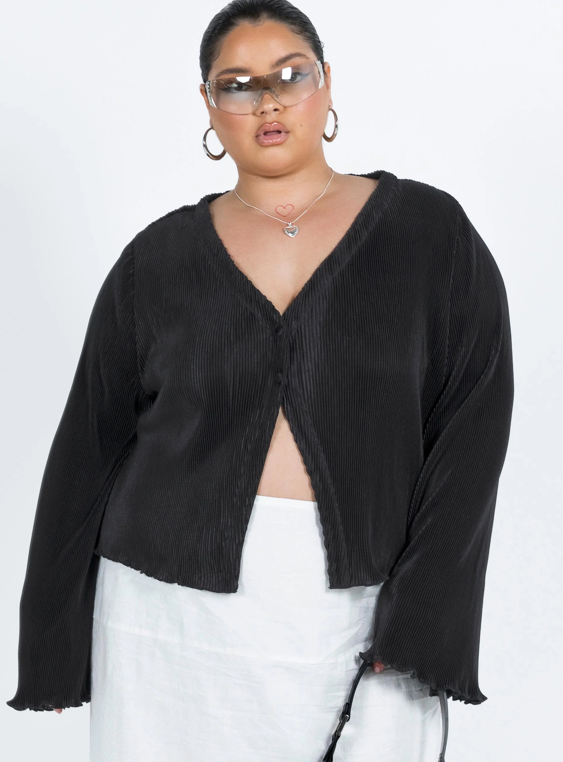 Marie Long Sleeve Top Black Curve