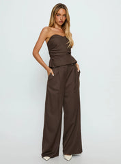 Natilee Relaxed Tailored Pants Brown Pinstripe