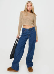 Flolie Long Sleeve Top Beige