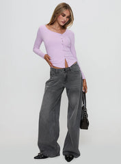 Sadira Long Sleeve Button Up Top Lilac