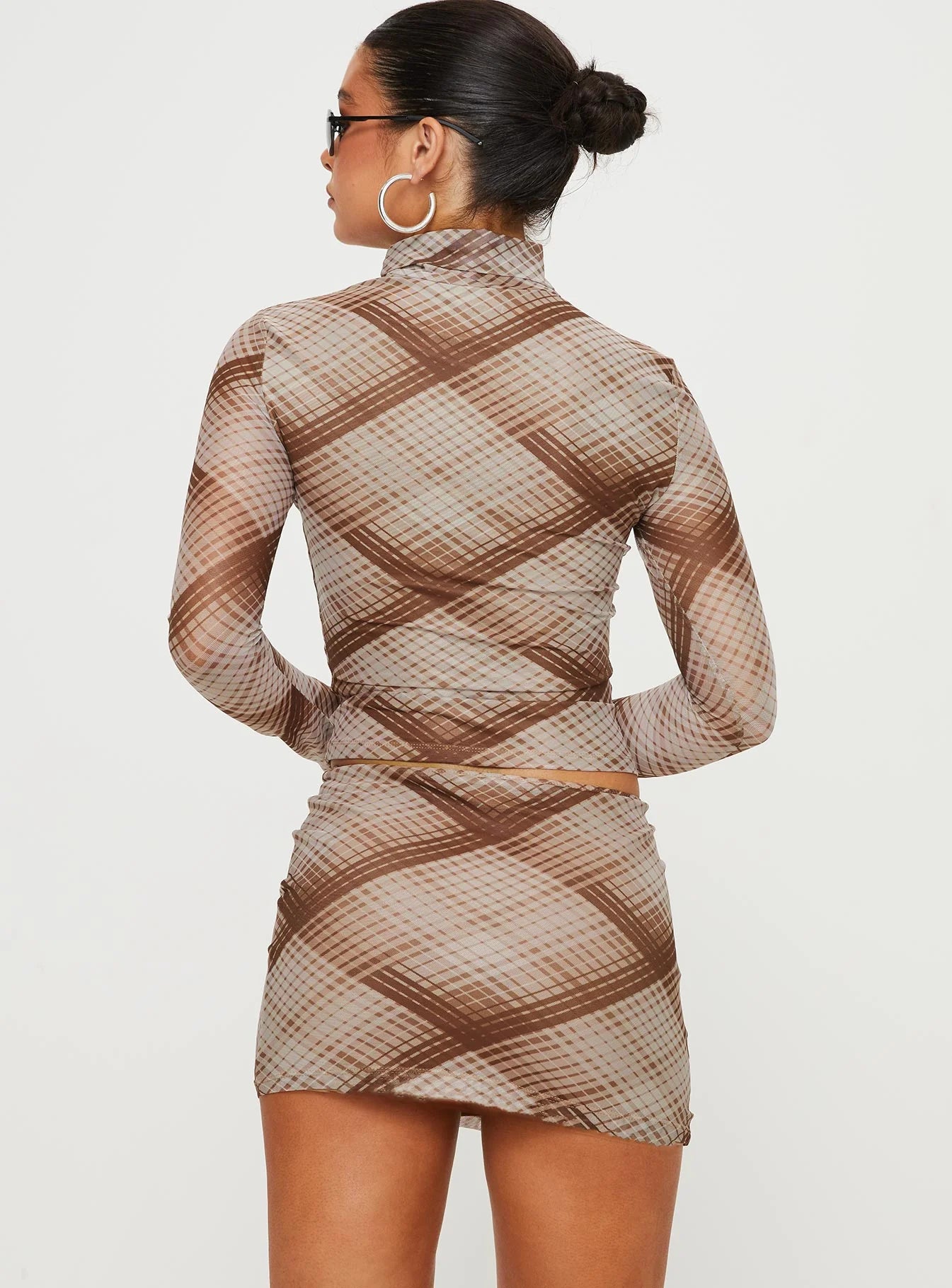 Another Dreamer Mini Skirt Brown Check