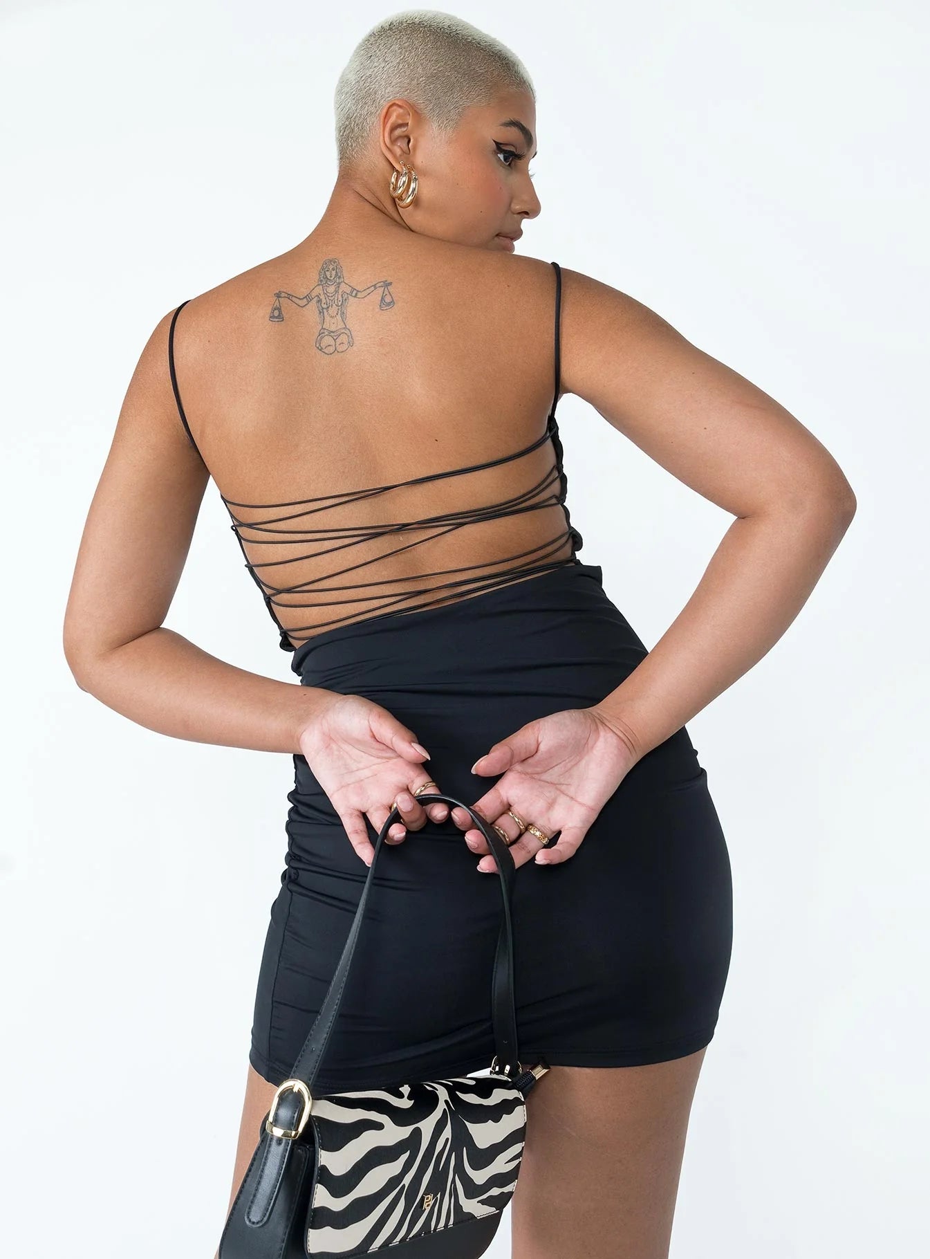 Nica Eco Nylon Mini Dress Black