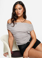 Hailley Off Shoulder Top Stripe