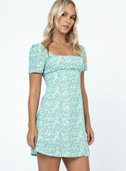 Hastings Mini Dress Green Floral