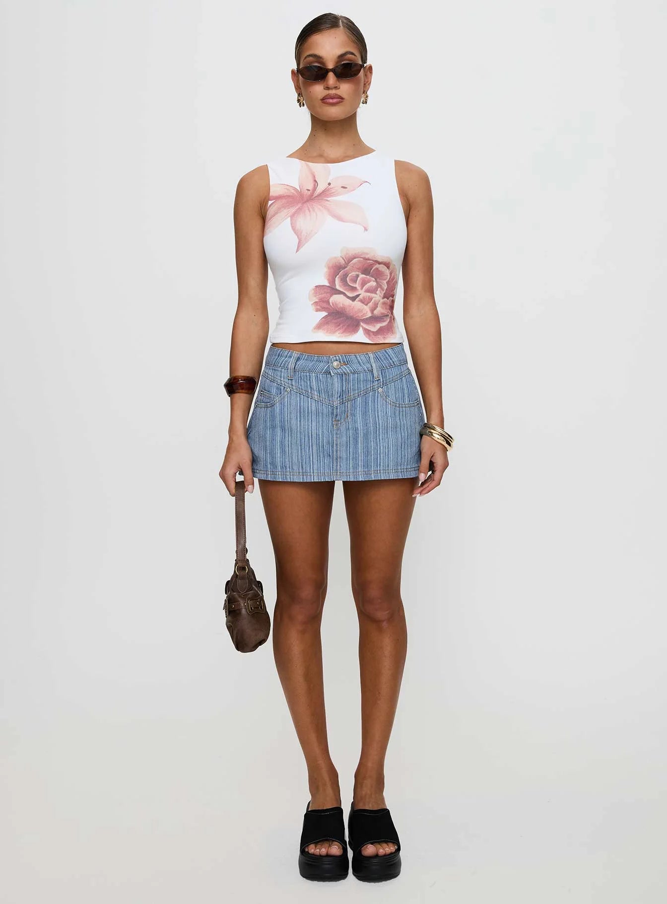 Pegasus Boat Neck Top White Floral