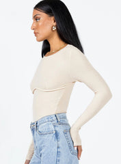 Swenson Long Sleeve Bodysuit Beige