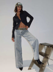 Ellanor Low Rise Slouch Denim Jeans Washed Grey Petite