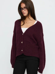 Yasmyn Knit Cardigan Burgundy