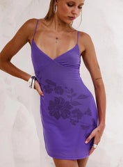 Harlequin Mini Dress Purple