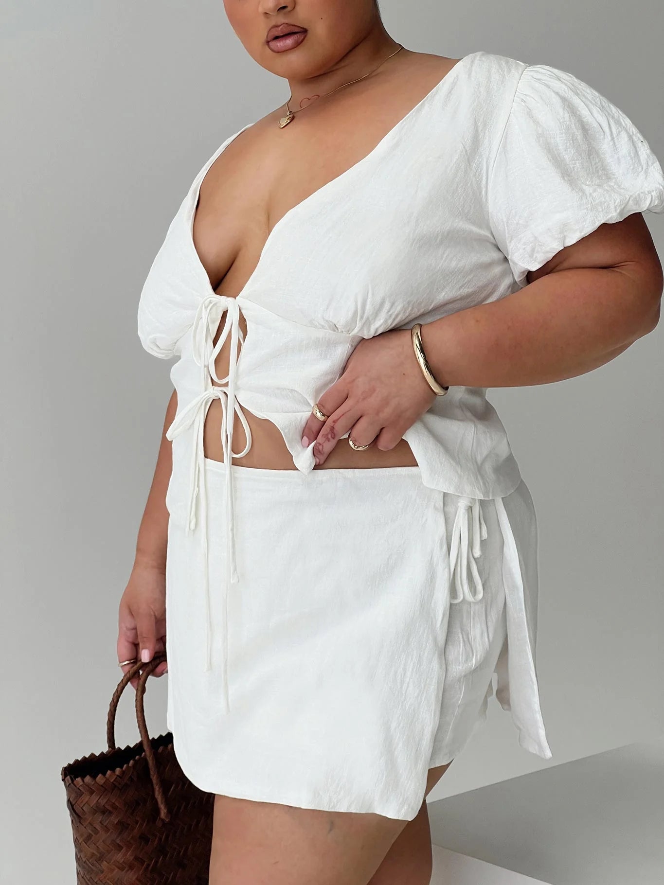 Gulliver Tie Side Mini Skort White Curve