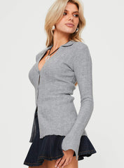 Beryl Long Sleeve Top Slate Grey