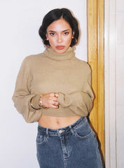 Zahara Cropped Turtleneck Sweater Beige Petite