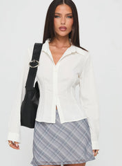 Compromise Long Sleeve Button Up Top White