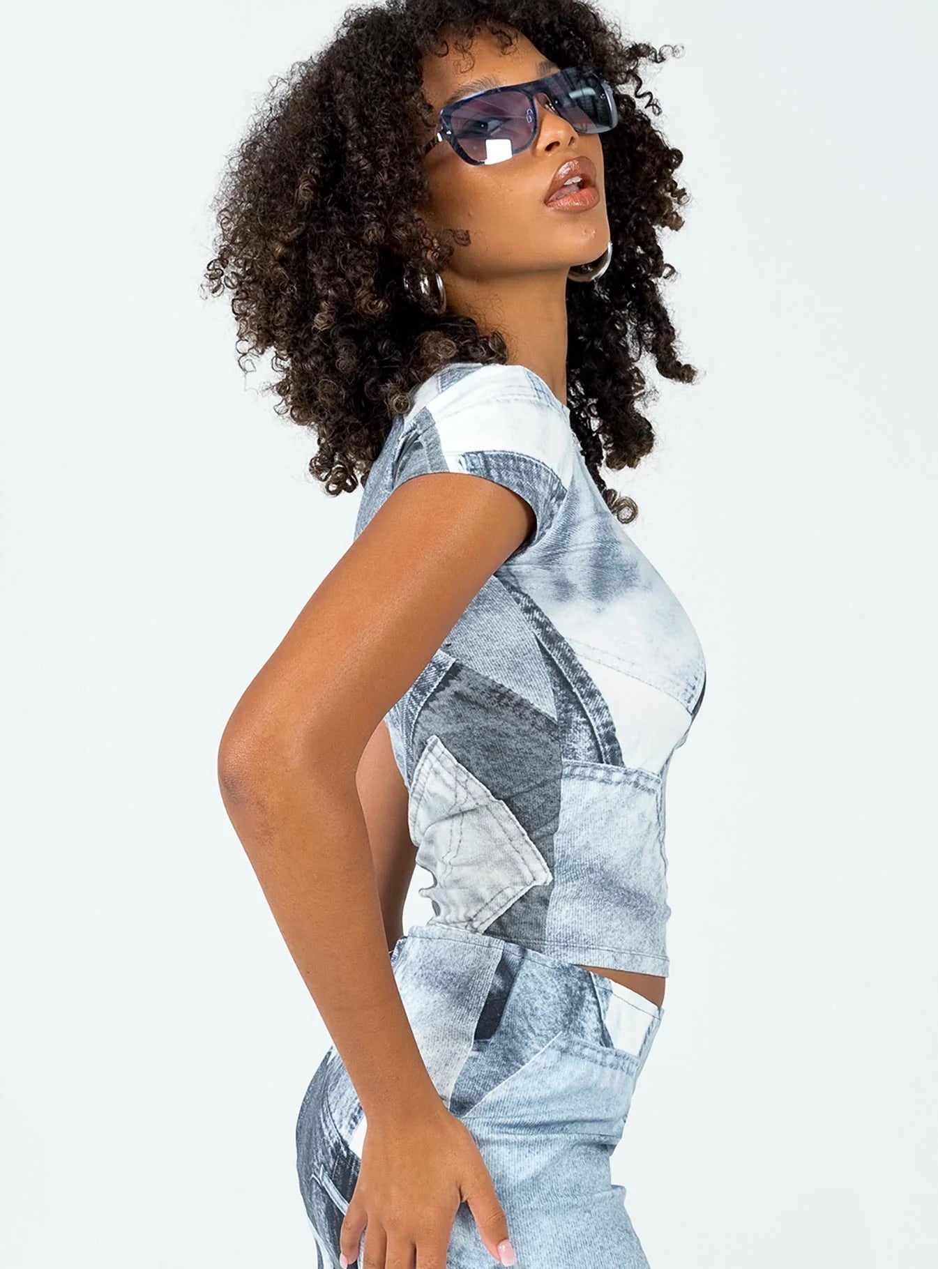 Motel Tiona Top Denim Pocket Blue