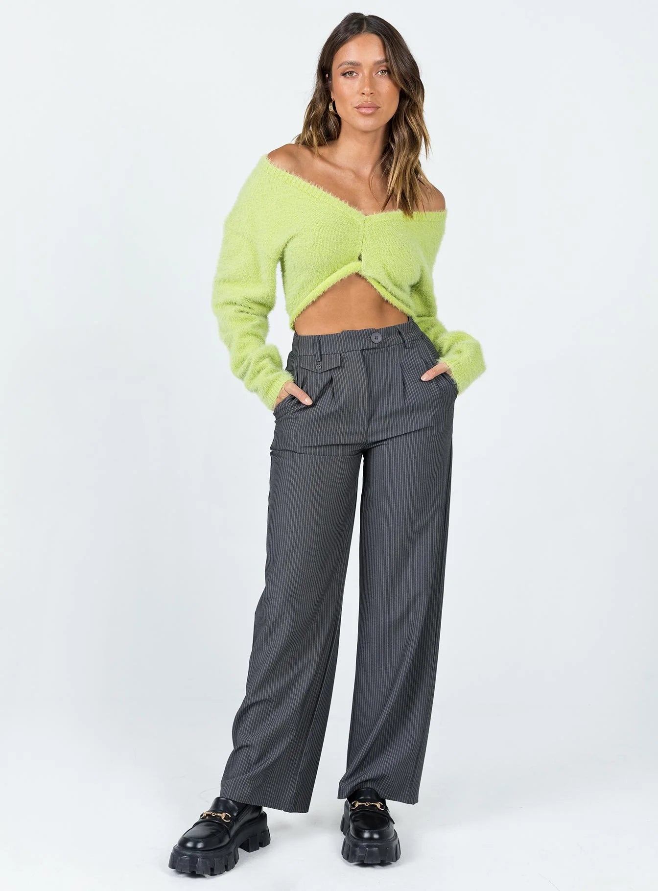Taite Cropped Sweater Green