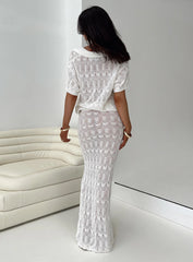 Vacation Knit Maxi Skirt White
