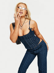 Charismatic Denim Corset Dark Pinstripe