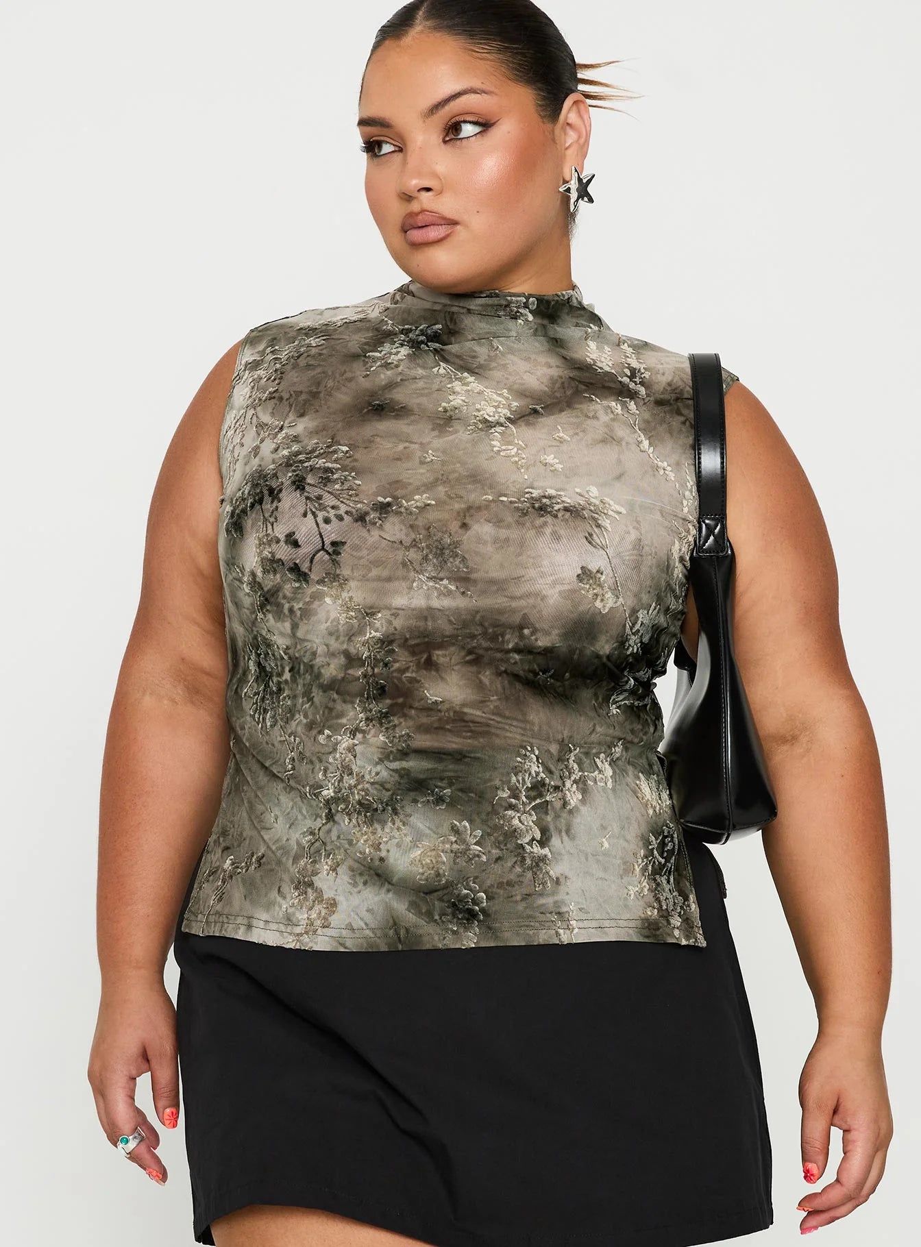 Nights All Alone High Neck Top Multi Curve