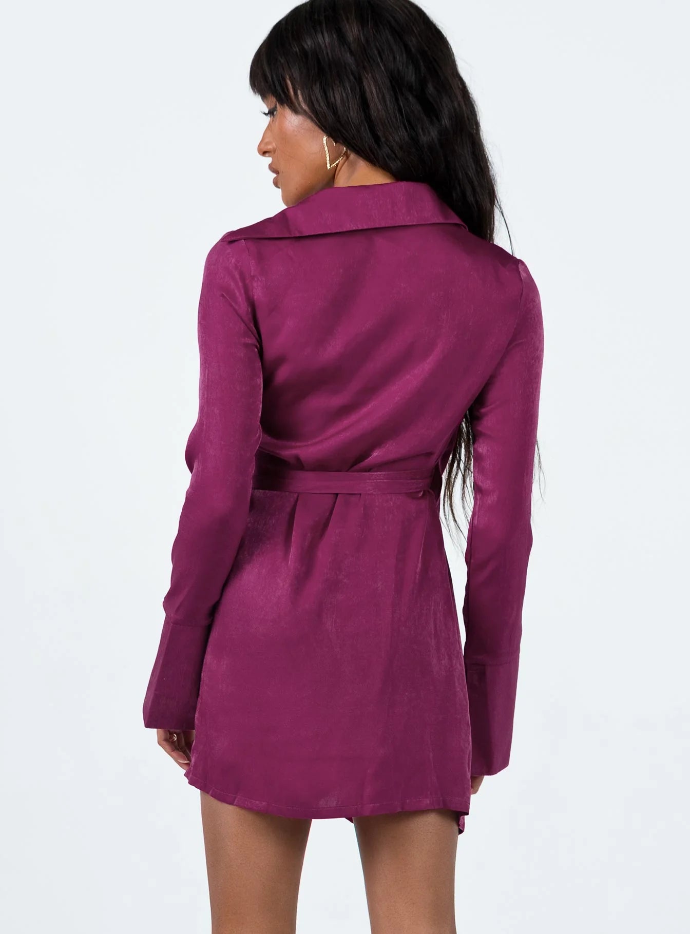 Diddam Long Sleeve Mini Dress Burgundy