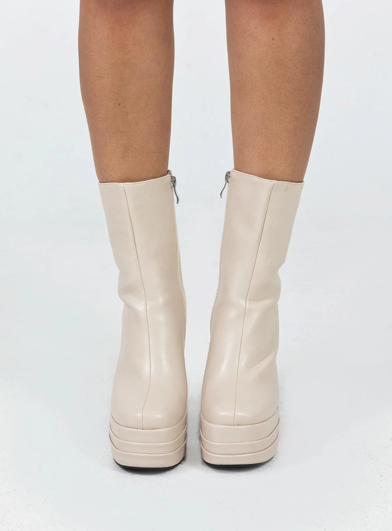 Ricardo Platform Ankle Boots Cream