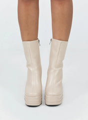 Ricardo Platform Ankle Boots Cream