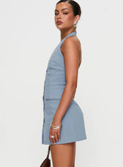 Vyxen Halter Mini Dress Blue
