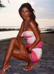 Delila Strapless Tie Up Top Sunset Multi