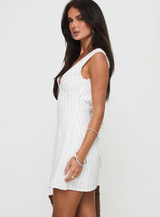 Tortellini Mini Dress White / Black Stripe