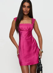 Radioactive Bias Cut Mini Dress Hot Pink