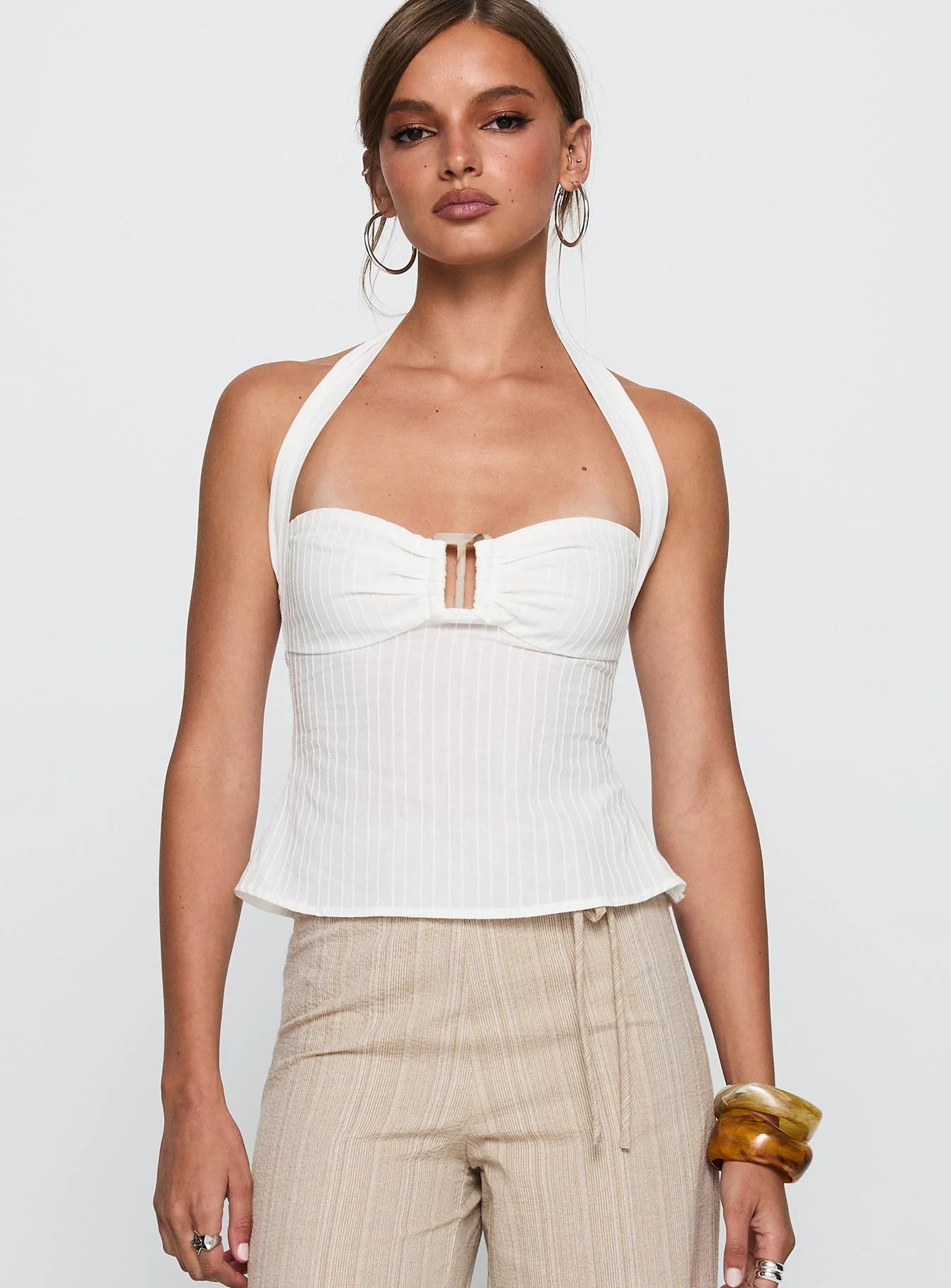 Isabetta Halter Top White Petite
