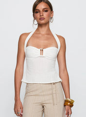 Isabetta Halter Top White Petite