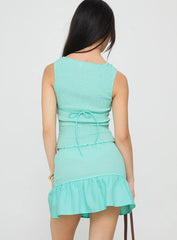 Rosamarie Shirred Mini Skirt Aqua