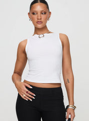 Fitzy High Neck Top White