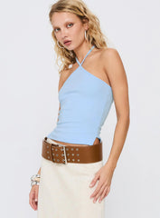Baseline Halter Rib Top Light Blue
