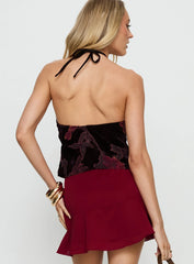 Fiorella Top Floral Devore Burgundy