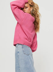 Harmony Balloon Sleeve Knit Sweater Pop Pink