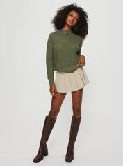 Wholesome Waffle Knit Sweater Green