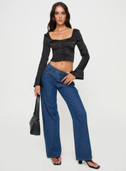 Watch Me Long Sleeve Top Black