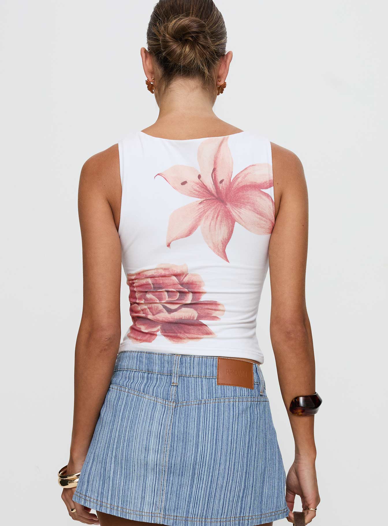 Pegasus Boat Neck Top White Floral