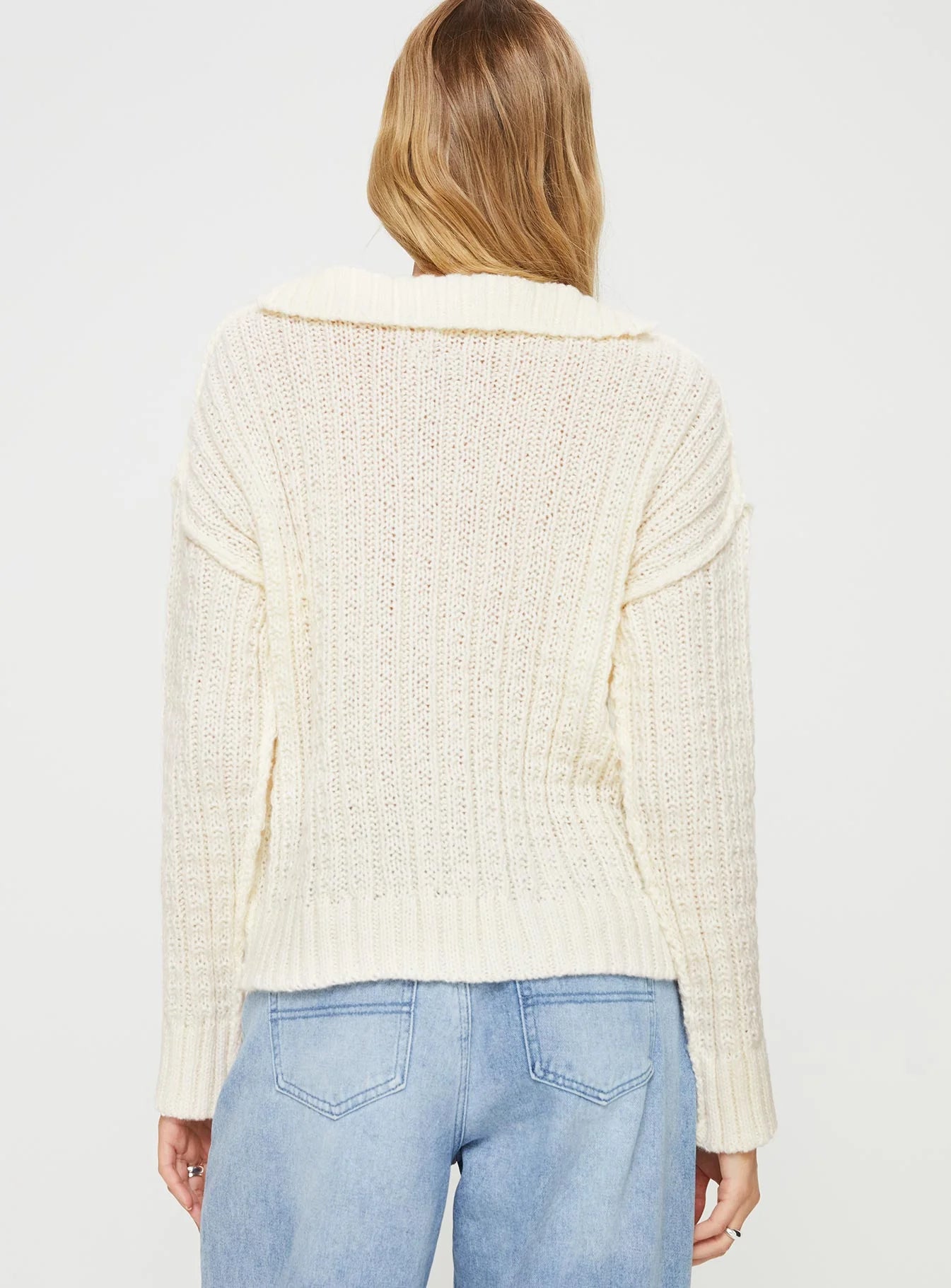 Zosia Diamond Cable Knit Sweater Cream
