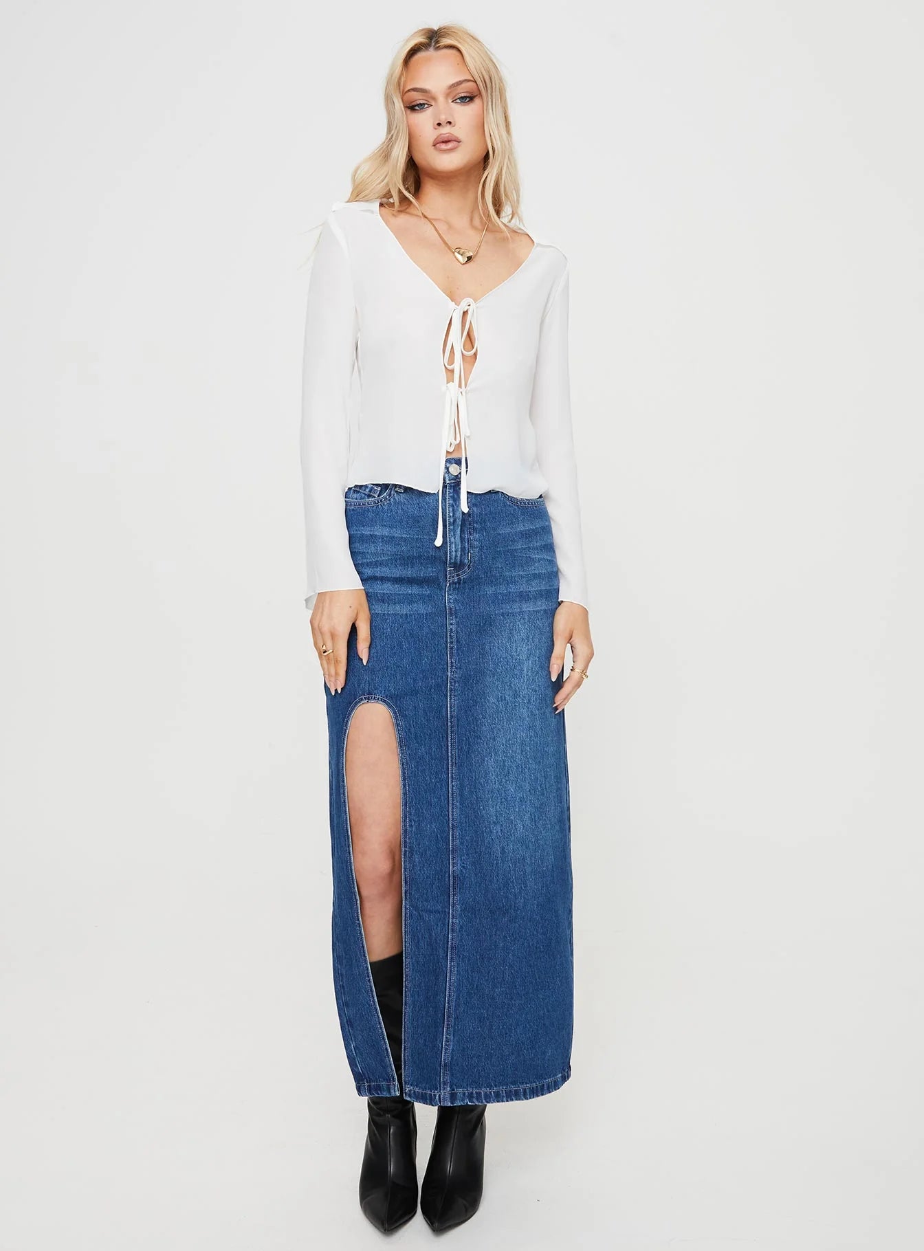 Frelle Long Sleeve Tie Top White