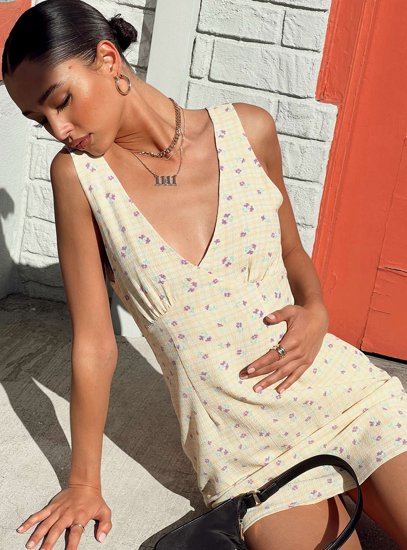 Quincy Mini Dress Yellow Floral