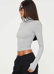 Elysium Long Sleeve Turtleneck Top Light Grey