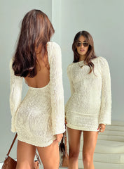 Coolibah Long Sleeve Mini Dress Cream