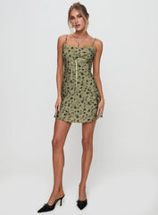 Valencia Mini Dress Sage Floral